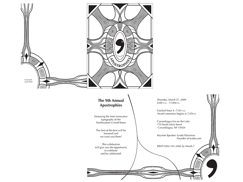 Invitation with Detail pattern that directs the eye through the peace.